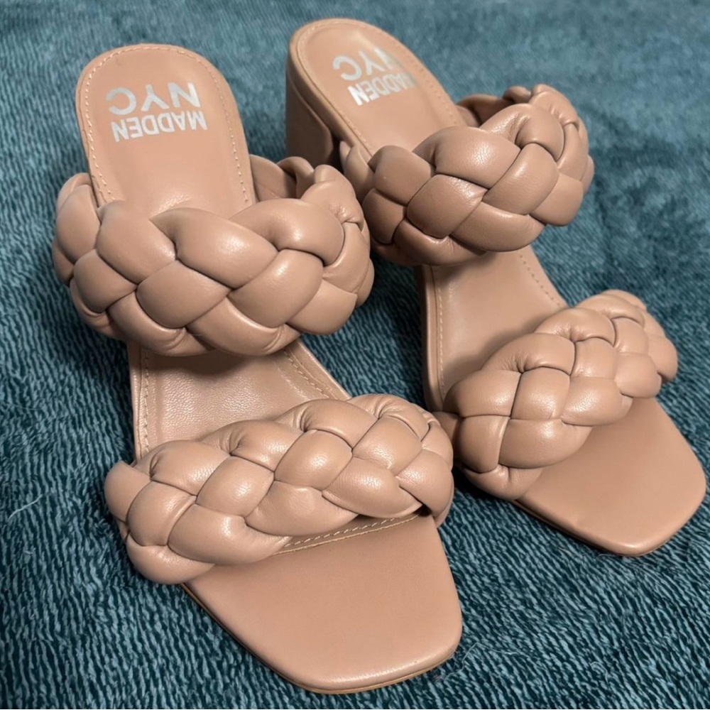 Madden NYC Women's Braided Tan Heels